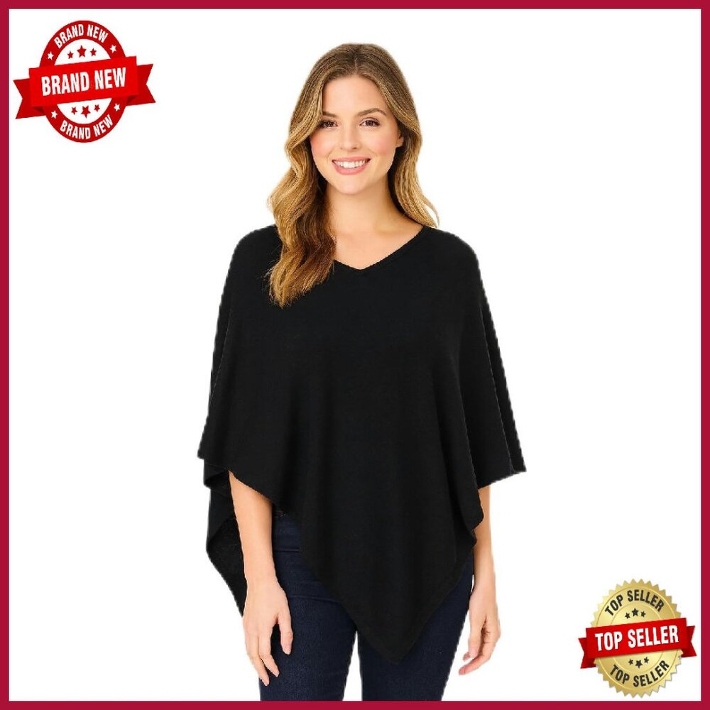 Luxury Merino Wool Poncho Wrap Shawl - One Size Fits All 40x56